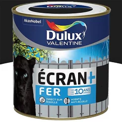 Castorama Peinture Ecran+ Fer Protection Antirouille Dulux Valentine Brillant Noir RAL 9005 0,5L
