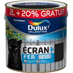 Castorama Peinture Ecran+ Fer Protection Antirouille Dulux Valentine Brillant Noir RAL 9005 2L +20% Gratuit
