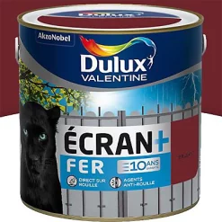 Castorama Peinture Ecran+ Fer Protection Antirouille Dulux Valentine Brillant Rouge Basque RAL 3004 2L