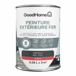Castorama Peinture Extérieure Métal GoodHome Baltimore Gris RAL 7016 Brillant 250ml