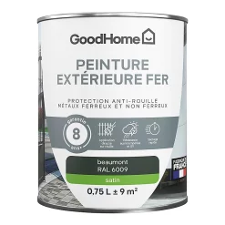 Castorama Peinture Extérieure Métal GoodHome Beaumont Vert RAL 6009 Satin 0.75L