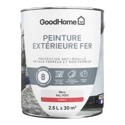 Castorama Peinture Extérieure Métal GoodHome Blanc RAL 9003 Brillant 2.5L
