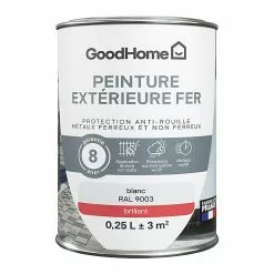 Castorama Peinture Extérieure Métal GoodHome Blanc RAL 9003 Brillant 250ml