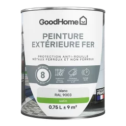 Castorama Peinture Extérieure Métal GoodHome Blanc RAL 9003 Satin 0.75L
