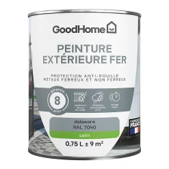 Castorama Peinture Extérieure Métal GoodHome Delaware Gris RAL 7040 Satin 0.75L