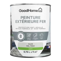 Castorama Peinture Extérieure Métal GoodHome Inuvik Gris RAL 9002 Satin 0.75L