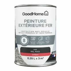 Castorama Peinture Extérieure Métal GoodHome Noir RAL 9005 Brillant 250ml