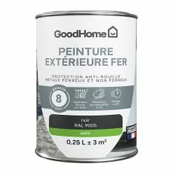 Castorama Peinture Extérieure Métal GoodHome Noir RAL 9005 Satin 250ml