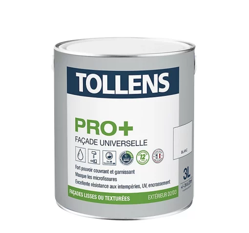 Castorama Peinture Façade Universelle Tollens Pro+ Blanc 3L -Peinture extérieure Soldes Magasin peinture facade universelle tollens pro blanc 3l3463975247981 02c