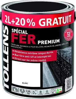 Castorama Peinture Fer Extérieur/intérieur Blanc Tollens 2L +20% Gratuit