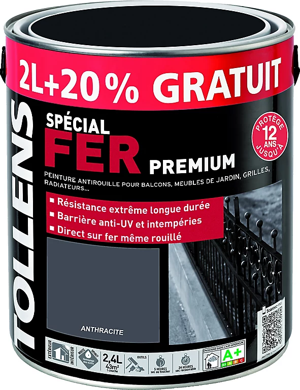 Castorama Peinture Fer Extérieur/intérieur Gris Anthracite Brillant Tollens 2L +20% Gratuit 1 Castorama Peinture Fer Extérieur/intérieur Gris Anthracite Brillant Tollens 2L +20% Gratuit