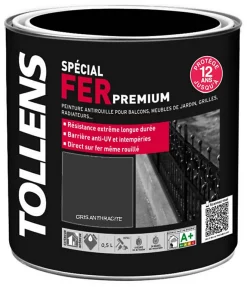 Castorama Peinture Fer Extérieur/intérieur Gris Anthracite Tollens 0,5L