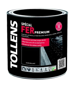 Castorama Peinture Fer Extérieur/intérieur Noir Brillant Tollens 2L