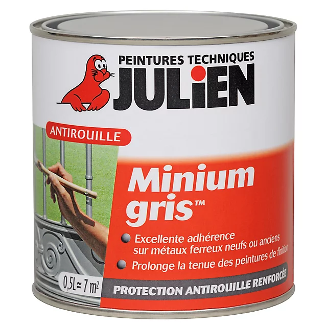 Castorama Peinture Protection Antirouille Minium Julien Mat Gris Bleuté Mat 0,5L 1 Castorama Peinture Protection Antirouille Minium Julien Mat Gris Bleuté Mat 0,5L